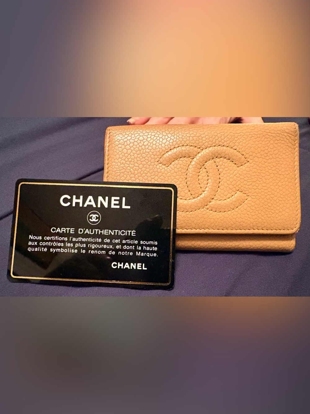 Vintage CHANEL Timeless CC Beige Caviar Leather 6 Key Case Card 8 Series